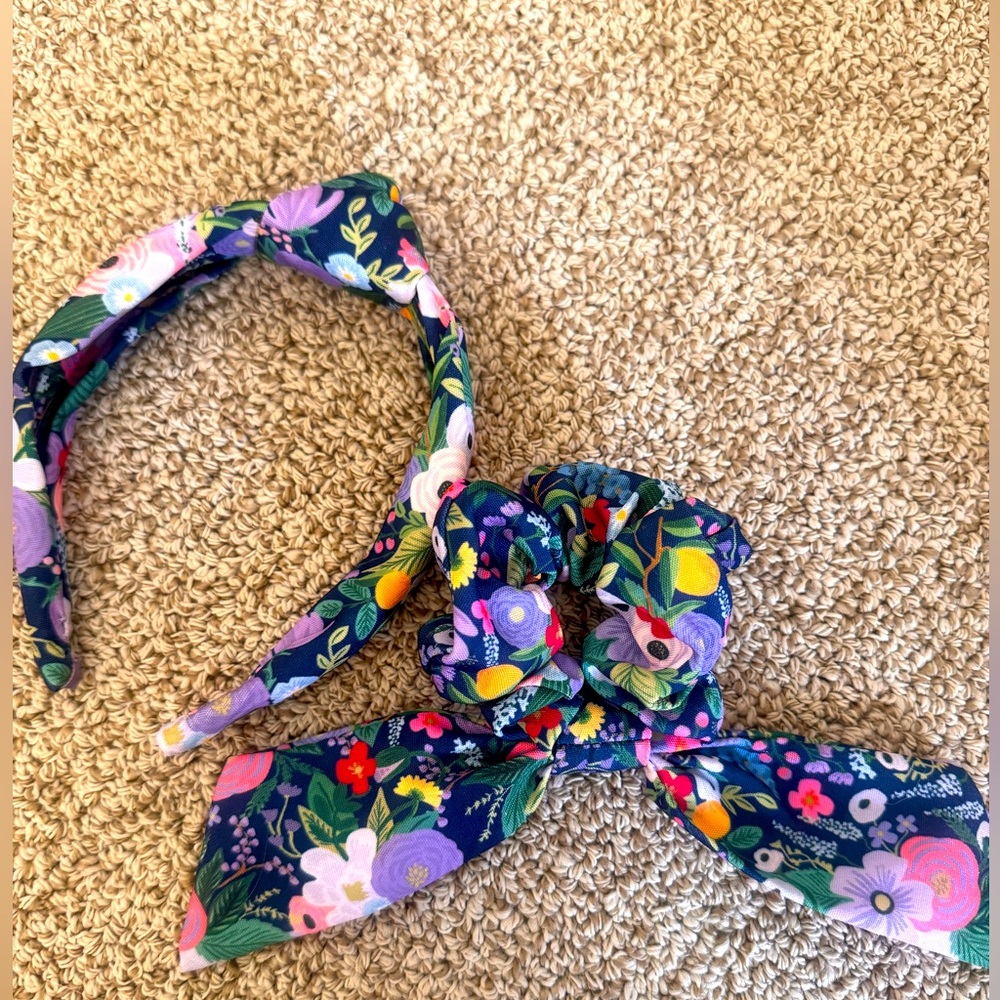**SOLD** Rifle Paper Co Violet Garden Party Headband & Scrunchie Set